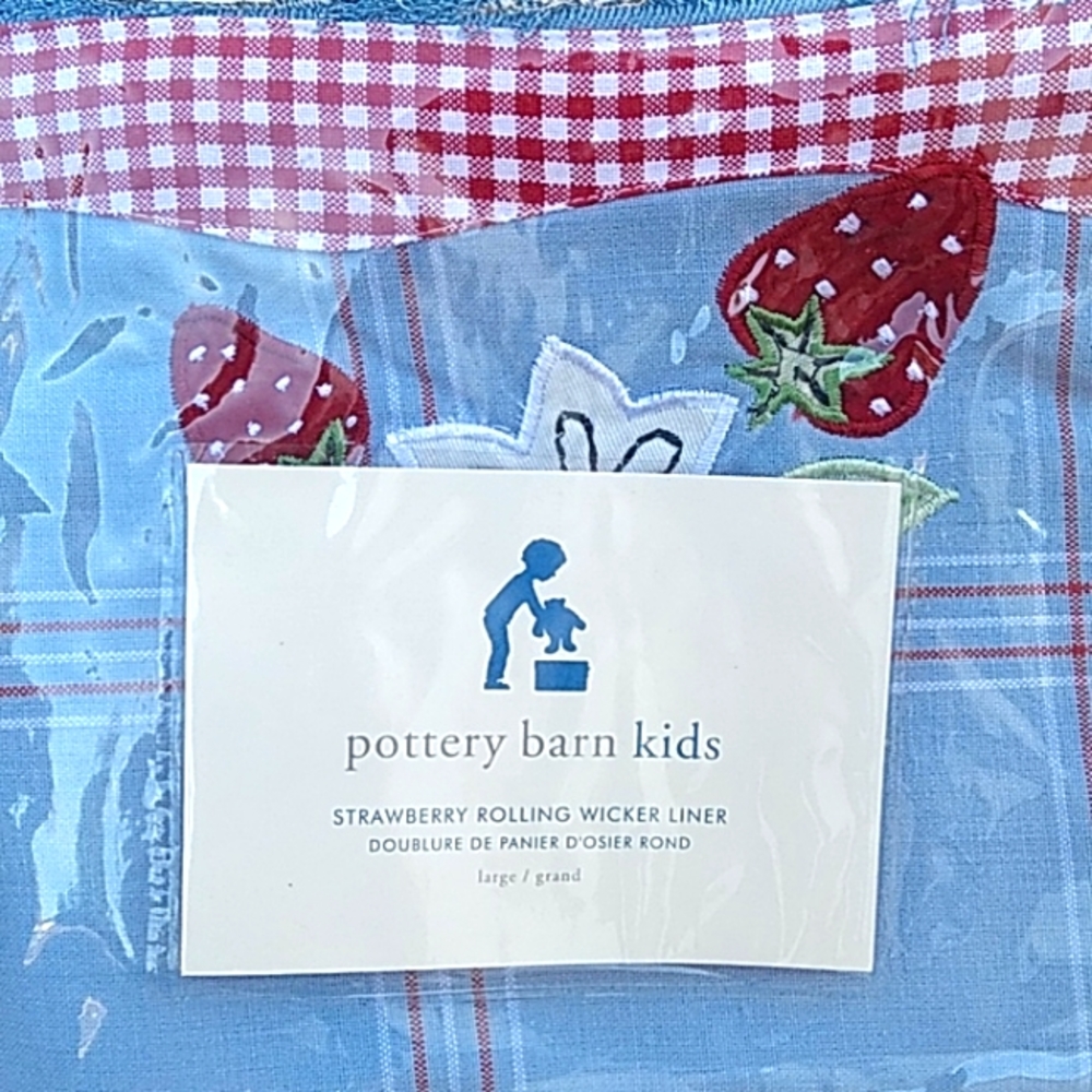 Pottery Barn Kids Rolling Wicker Liner in Strawberry in Large